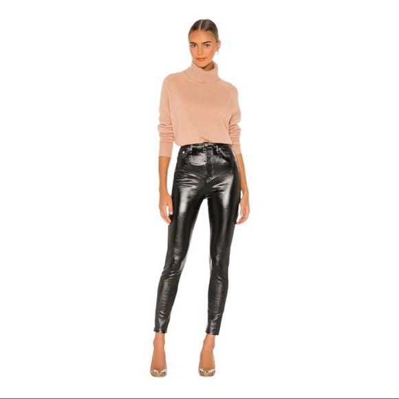 FREE PEOPLE-PHOENIX COATED SKINNY JEANS in LIQUID BLACK. Size = 27 - Picture 2 of 16